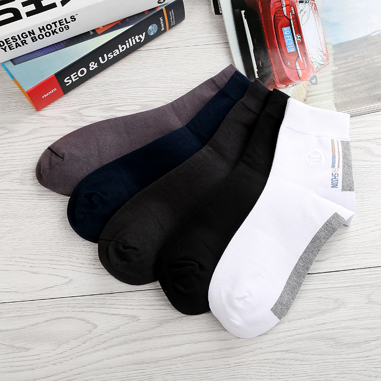 Street stall pure cotton socks gift box set, combed cotton embroidered mid-calf versatile men's business socks, summer casual breathable thick style details Picture