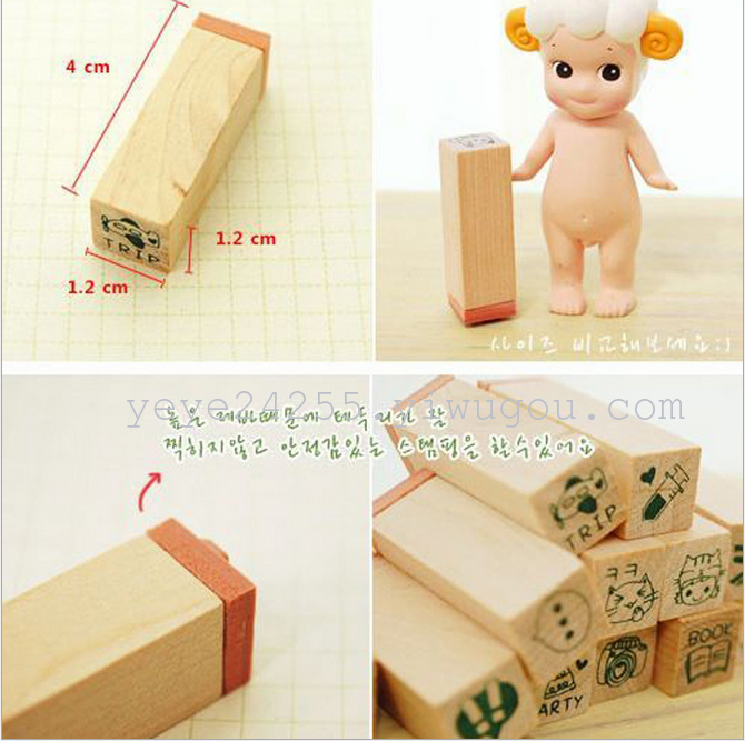 韩国时尚表情符印章 可爱DIY木盒印章产品图