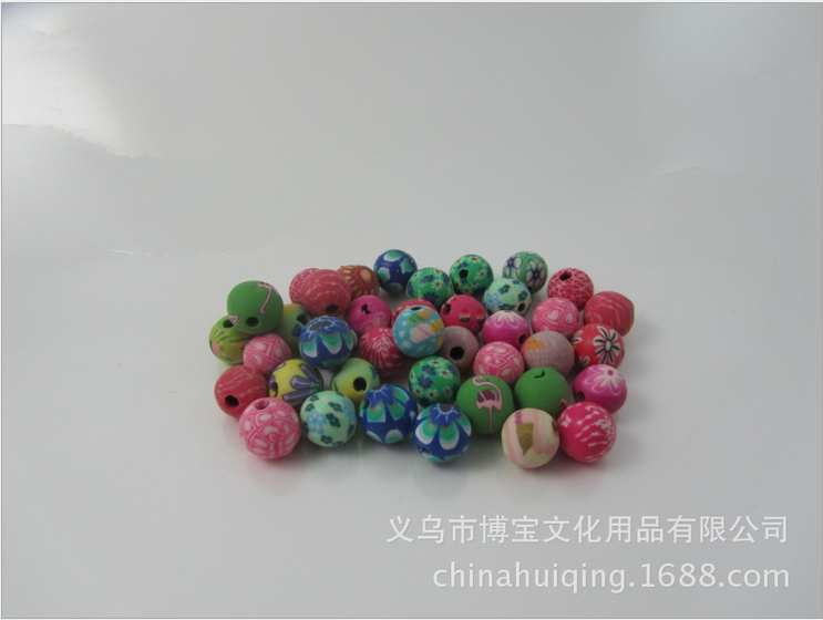 厂家直销散珠软陶工厂 软陶圆珠批发 珠子配件 做工细腻