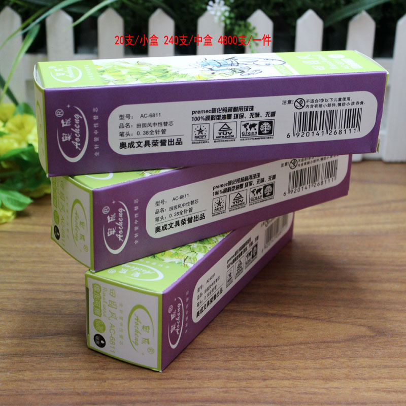 Factory direct sales: Pastoral style erasable gel pen refill, Aocheng 6810 Specification image