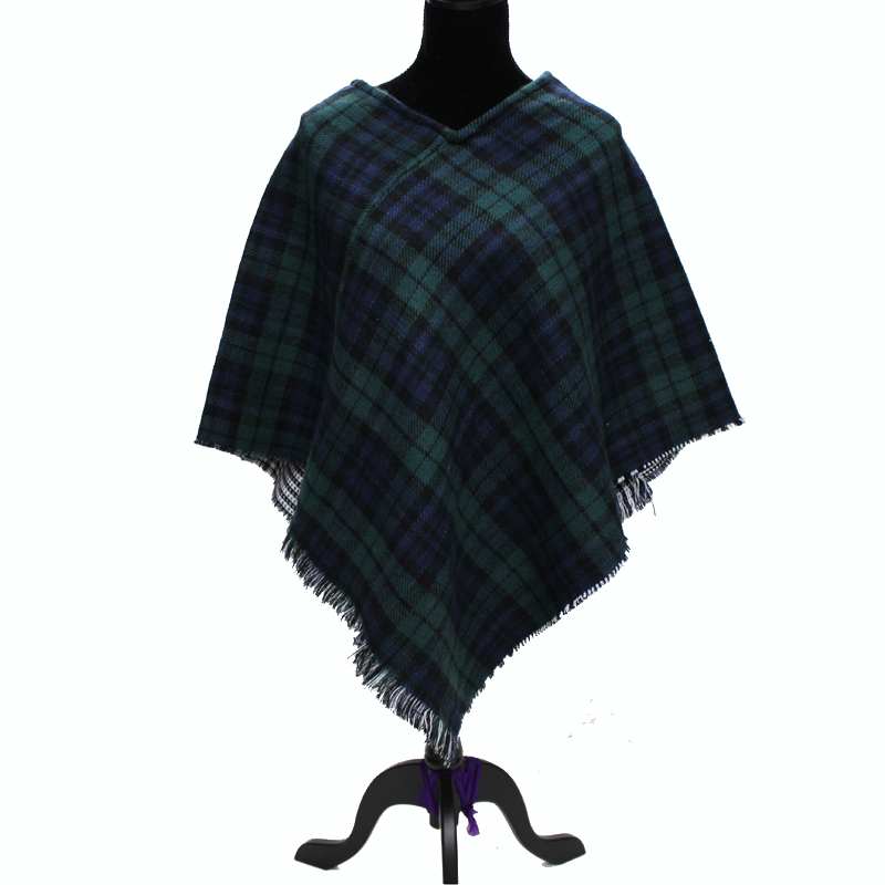 Double Plaid Cape Double Plaid Plaid Bird Pullover Cape Specification drawing
