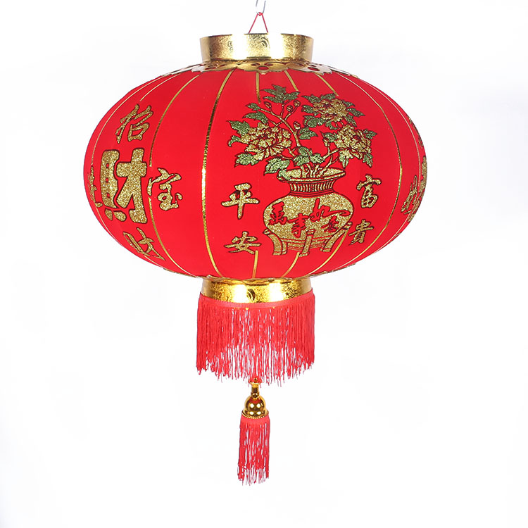 Factory direct sales of high-end decorative flocked money tree side red lanterns, wedding and New Year's Day festival lanterns details Picture