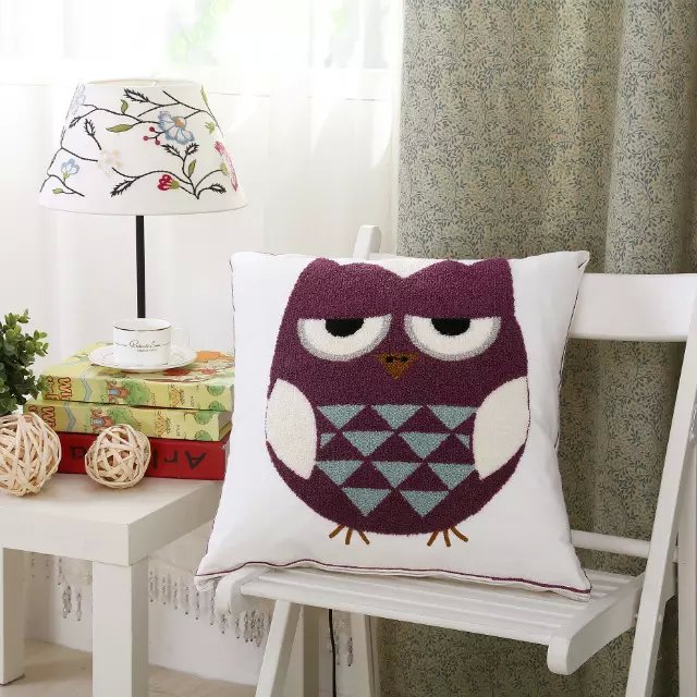 Owl Cartoon Embroidered Towel Embroidered Car Sofa Cushion Pillow Pillow Cover details Picture