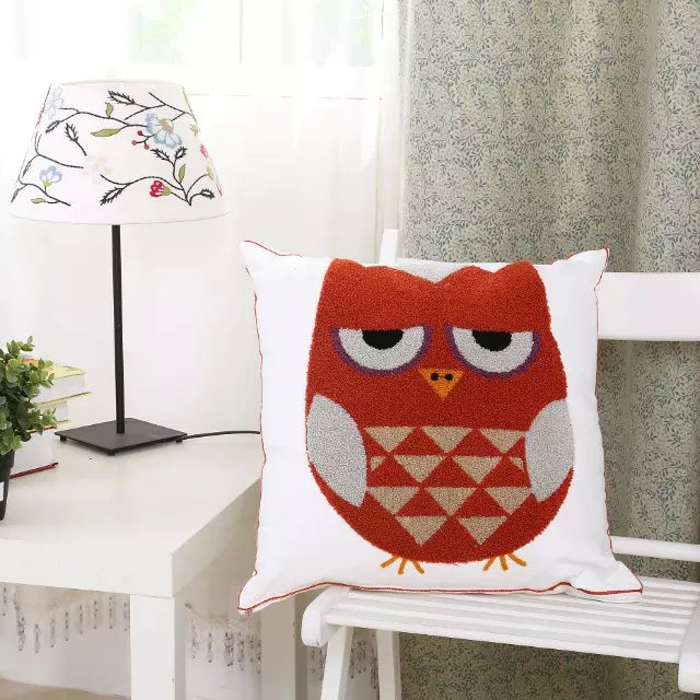 Owl Cartoon Embroidered Towel Embroidered Car Sofa Cushion Pillow Pillow Cover Specification drawing