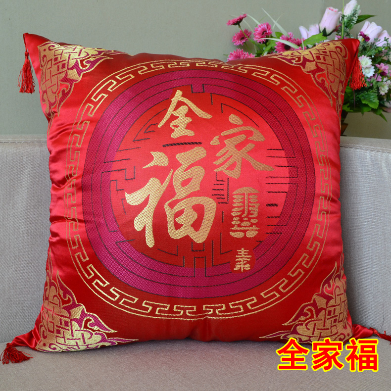 Hundred-Child Picture Family Portrait Wedding Red Festive Pillow Case Cushion Cushion Pillow Specification drawing