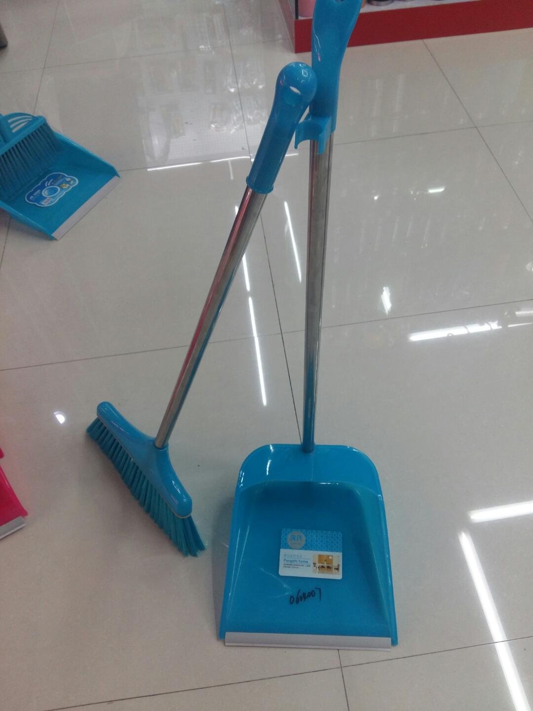 小扫把簸箕组合套装 软毛扫地扫帚 塑料不锈钢杆产品图