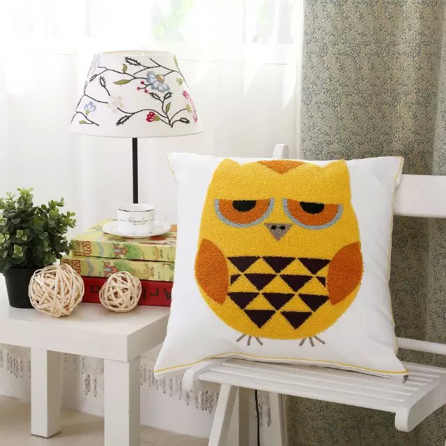 Owl Cartoon Embroidered Towel Embroidered Car Sofa Cushion Pillow Pillow Cover