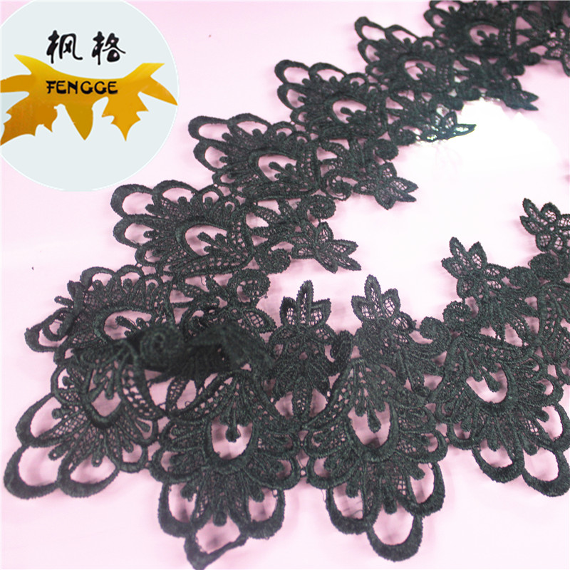 Factory direct sales of black water-soluble polyester DIY embroidered lace accessories
