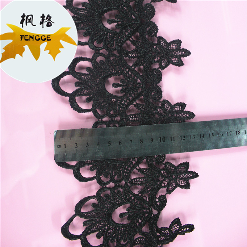 Factory direct sales of black water-soluble polyester DIY embroidered lace accessories Specification image