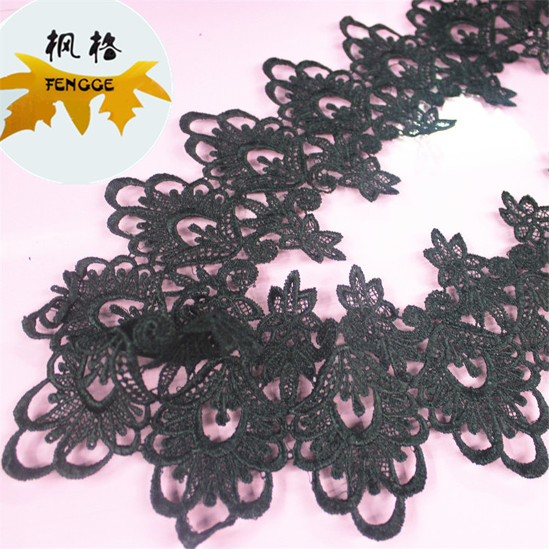 Factory direct sales of black water-soluble polyester DIY embroidered lace accessories details Picture