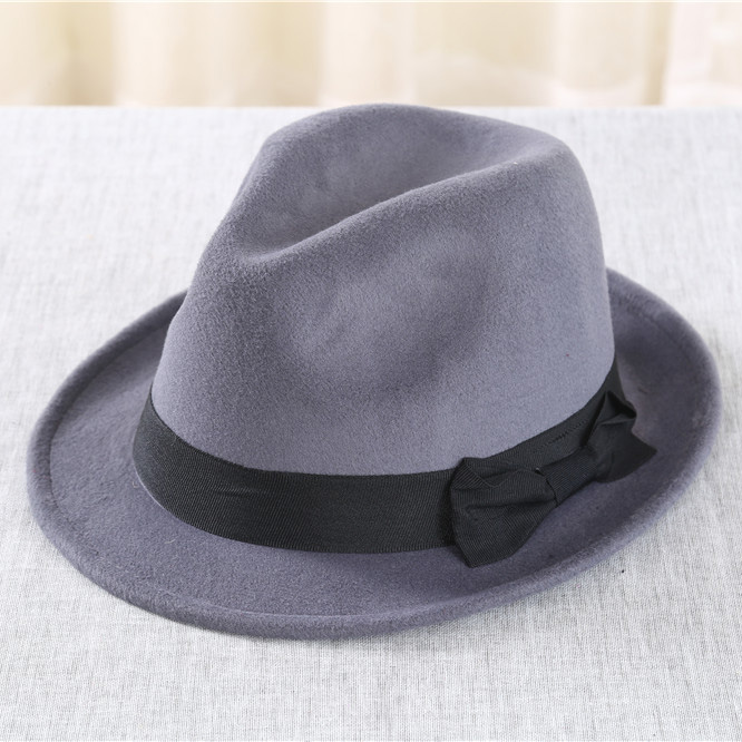 巴拿马英伦风爵士帽毛呢礼帽 秋冬中性蝴蝶结帽子产品图