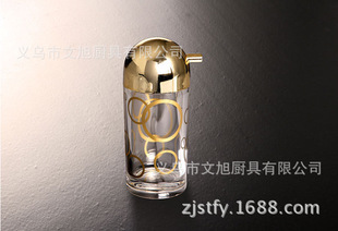 厂家直销亚克力调味瓶 亚克力酱油壶 镀金 油瓶 金色印花小号