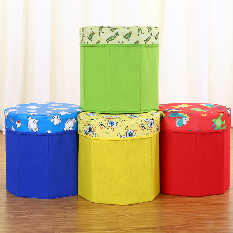 Non-Woven Octagonal Storage Stool Storage Bucket Home Can Sit Folding Storage Box