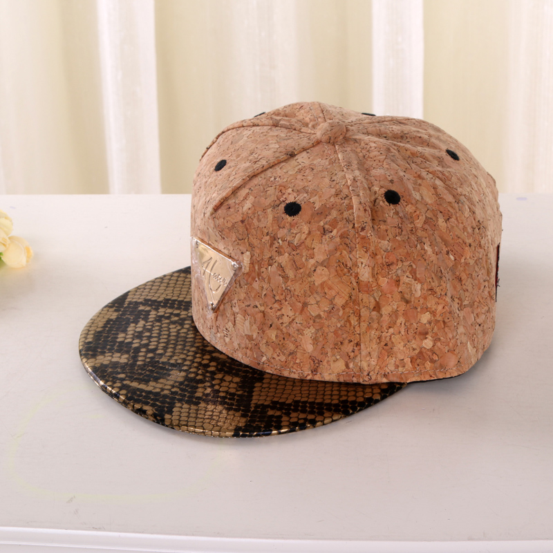 Real Wood Grain Snakeskin Flat Brim Hat Sports Hat Hip Hop Hat Sun Hat Casual Hat details Picture