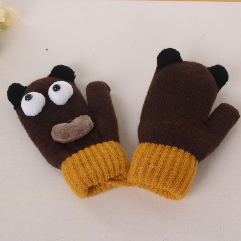 冬季保暖手套卡通包套儿童绳子全包手套W-0035细节图