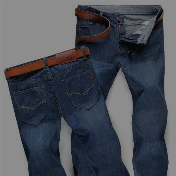 Men's jeans straight leg blue casual pants Korean version of men's slim jeans trend