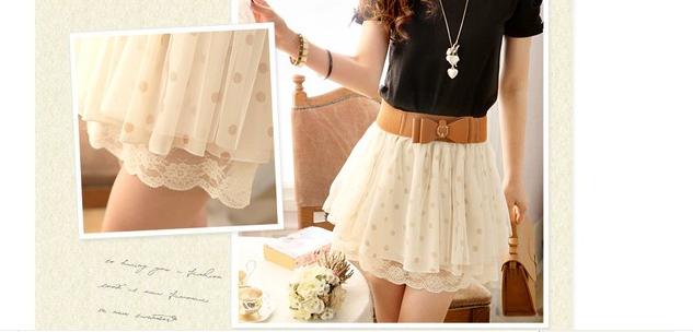 Skirt as the base, short skirt, gauze, lace polka dot chiffon, short culottes, high-waisted puffy skirt Application Scenario