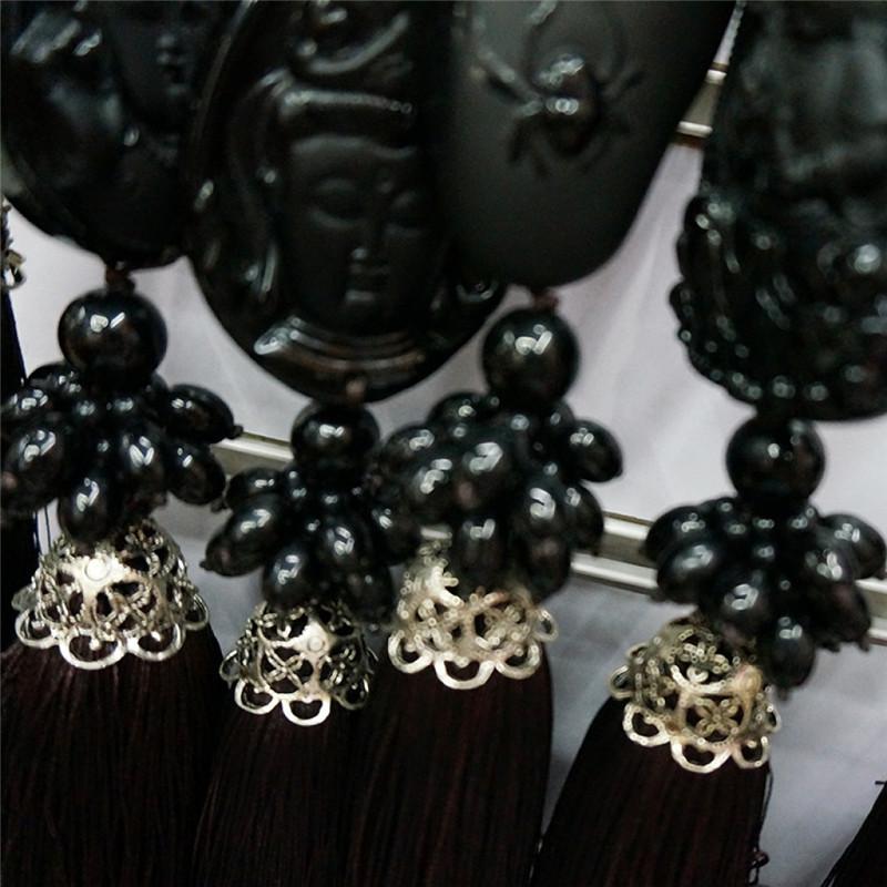 黑曜石汽车挂件 黑曜石关公葫芦吊坠车用 后视镜车挂