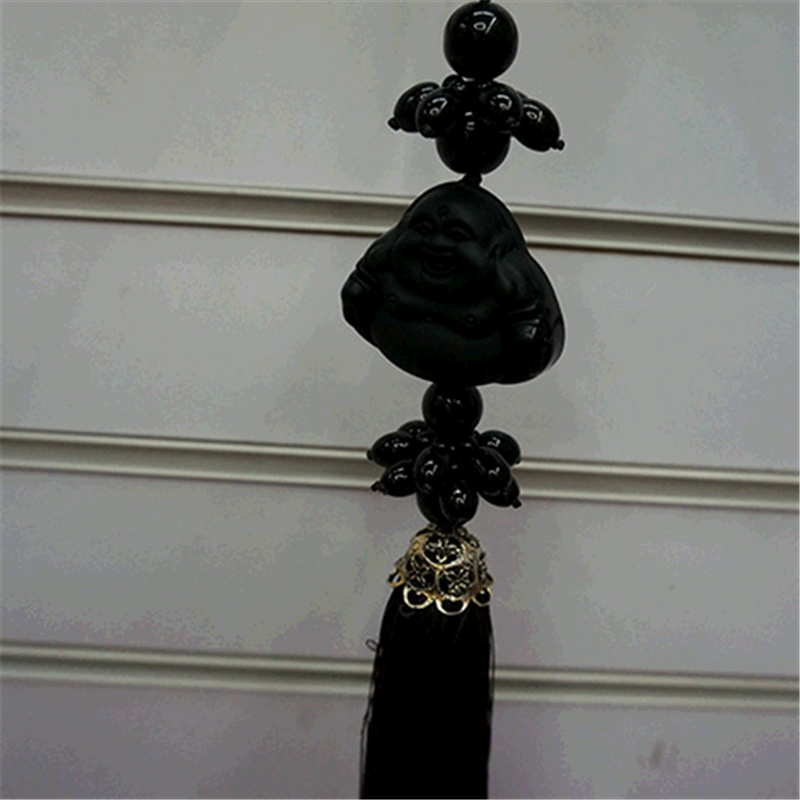 黑曜石汽车挂件 黑曜石关公葫芦吊坠车用 后视镜车挂产品图