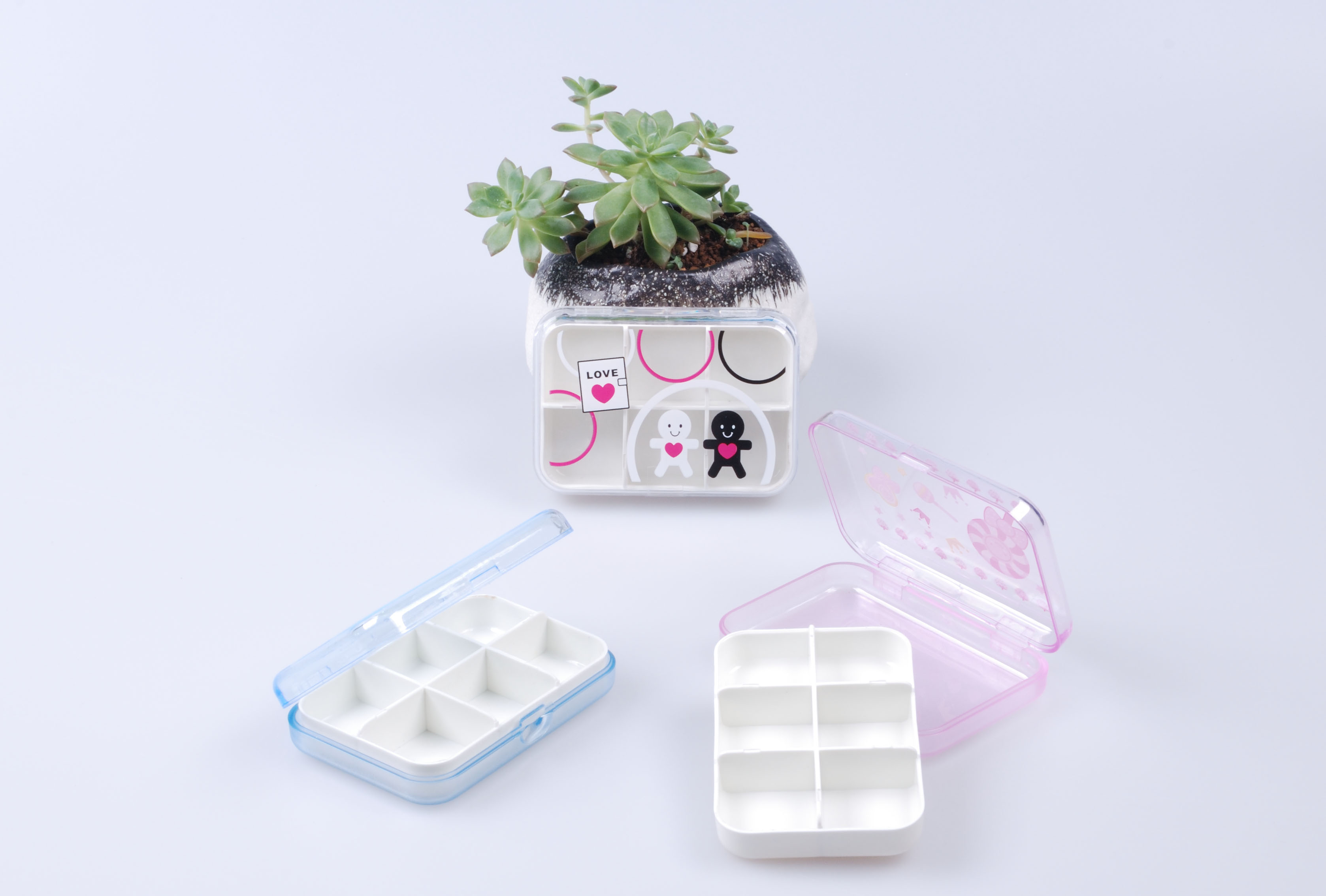 收纳盒 饰品盒 长方形六格 60422A宏邦药盒