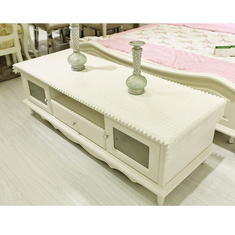 炫艺绣品 满幅水溶抽纱桌旗 台布 餐桌布 茶几布 刺绣纯白欧式盖布