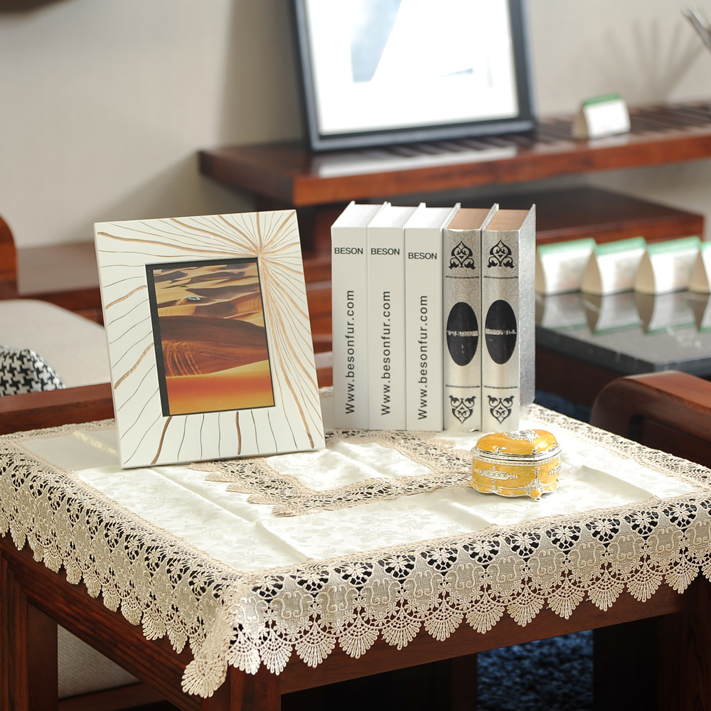 炫艺绣品 水溶边暗纹新款桌布茶几布 奢华镂空 圆桌布布艺盖布