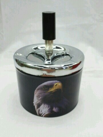 新款老鹰马口铁 按压旋转 多功能环保烟灰缸