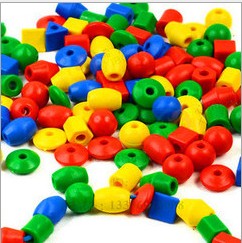 桌面益智玩具塑料塑胶实心穿线小串珠积木350克袋装细节图