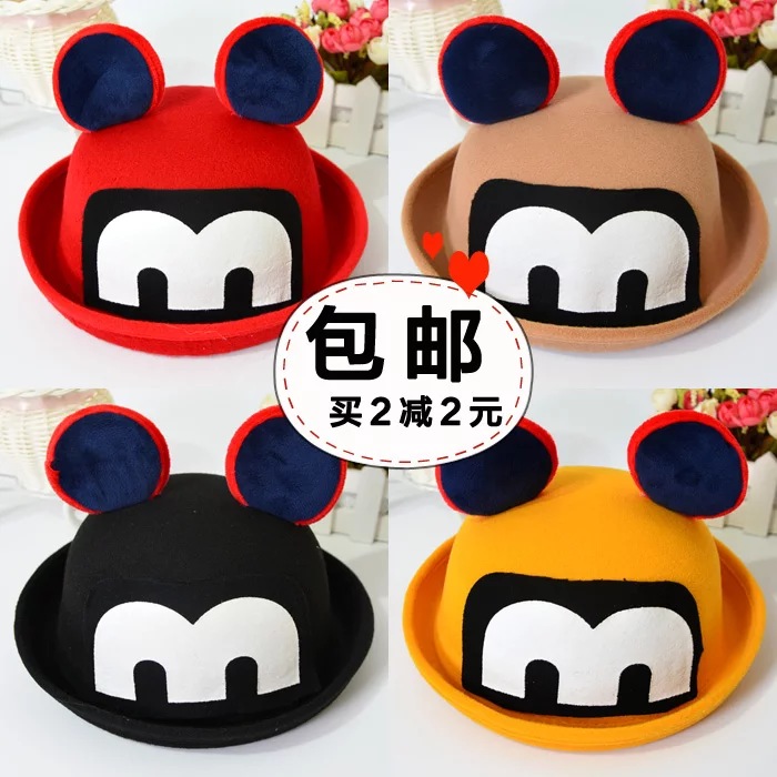 New autumn children shade hat men and women baby wool felt hat fashion cartoon sun hat fisherman hat thumbnail