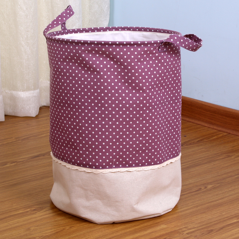 Hemp Polka Dot Storage Bucket Home Laundry Basket Basket Storage Basket Waterproof Storage Basket details Picture