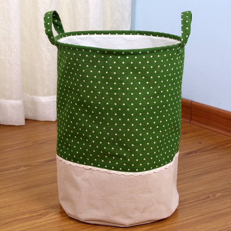 Hemp Polka Dot Storage Bucket Home Laundry Basket Basket Storage Basket Waterproof Storage Basket Specification drawing