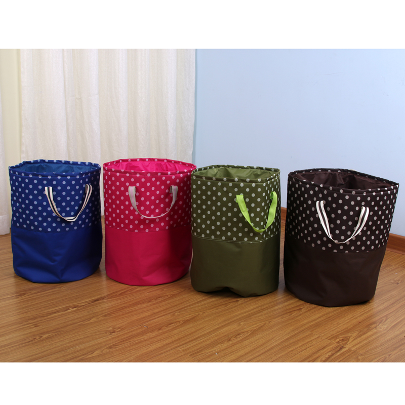 Polka Dot Sponge Bucket Waterproof Storage Bucket Bundle Mouth Dirty Clothes Basket Clothes Basket Storage Basket