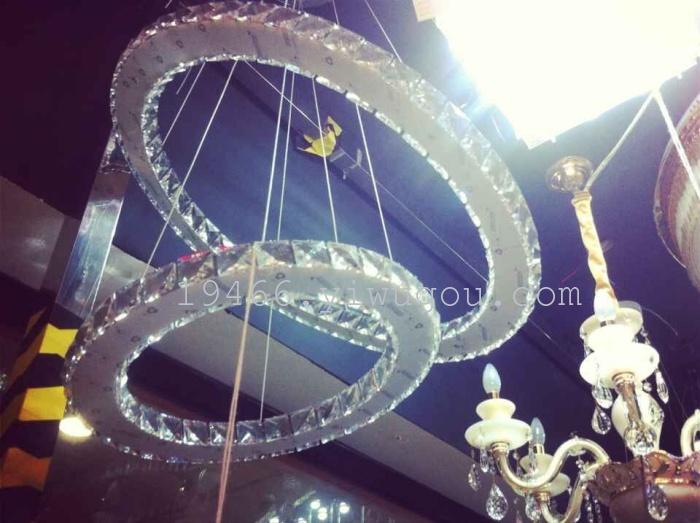 Factory direct European two round crystal chandelier LED patch living room lamp bar restaurant lamp thumbnail