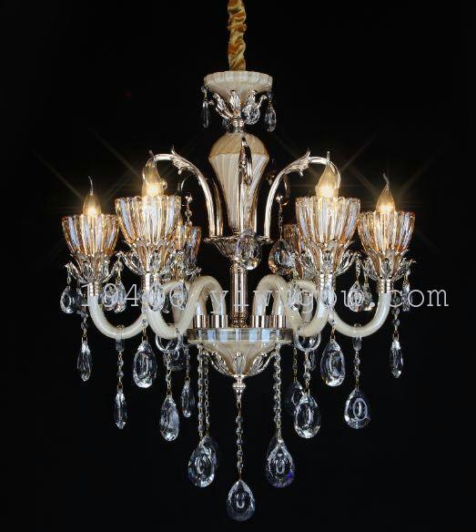 厂家直销8头茶色灯杯锌合金玻璃弯管k9水晶灯餐厅灯客厅灯