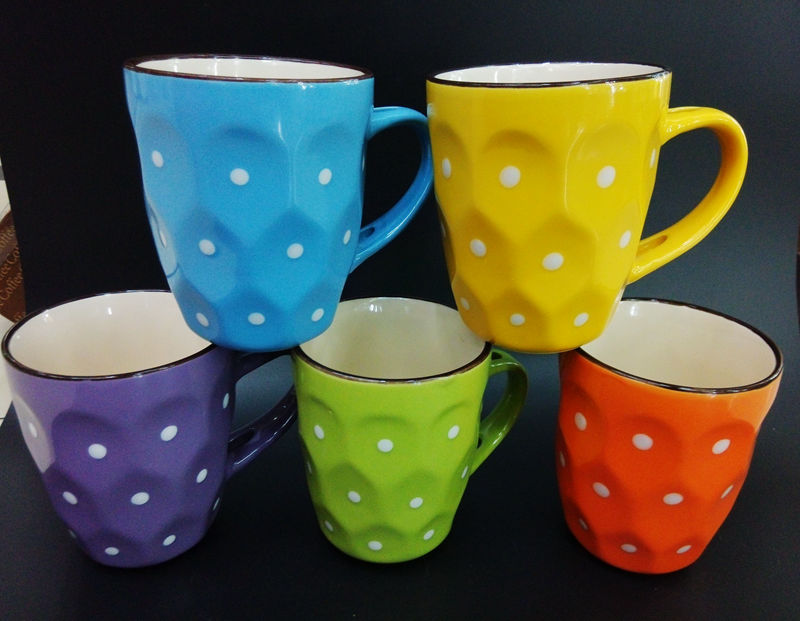 Concave and convex polka dot ceramic cup creative mug, European-style colorful creative mug