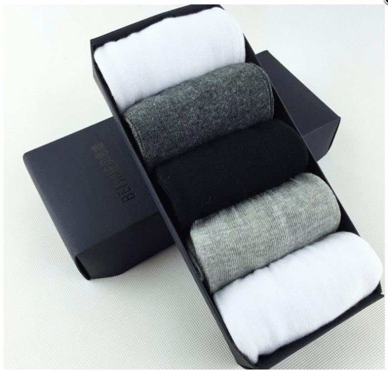 高档直板五指袜 纯棉防臭吸汗 纯色分脚趾礼盒袜 5双装产品图