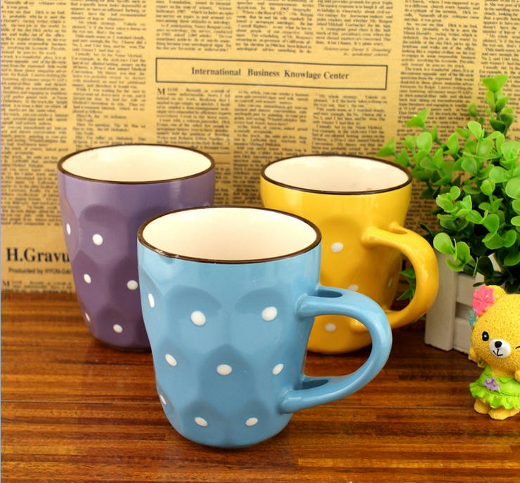 Concave and convex polka dot ceramic cup creative mug, European-style colorful creative mug Specification image