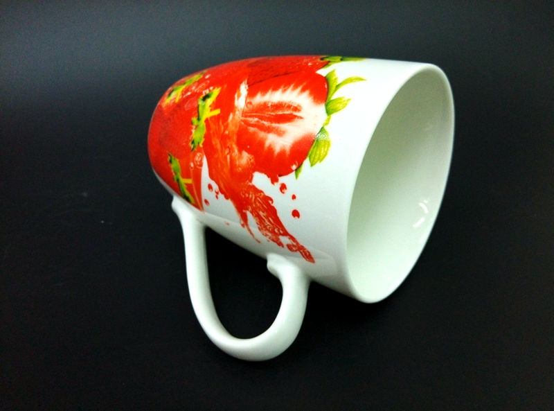 创意陶瓷杯子 鼓形杯 烤花水果系列杯细节图