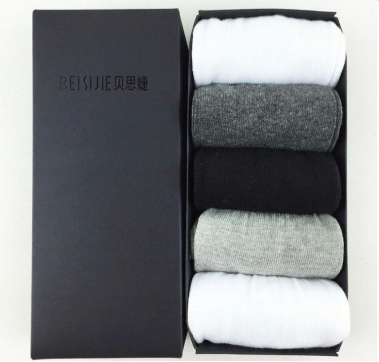 高档直板五指袜 纯棉防臭吸汗 纯色分脚趾礼盒袜 5双装细节图