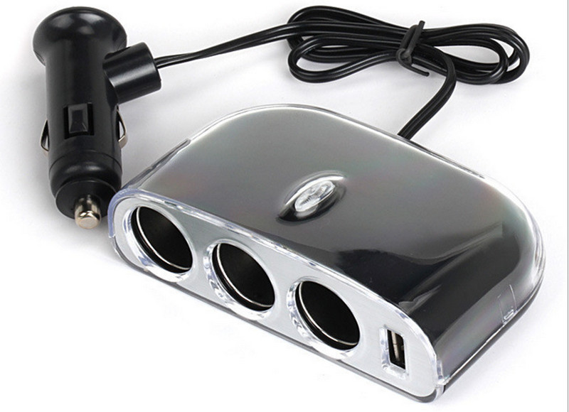 一分三点烟器带USB 一拖三点烟器插座wf-0032