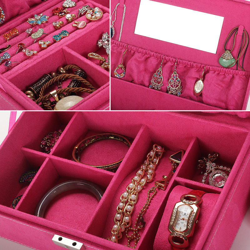 Wholesale of new Guanya jewelry boxes, ring boxes, double-layer jewelry boxes, jewelry racks and jewelry boxes details Picture
