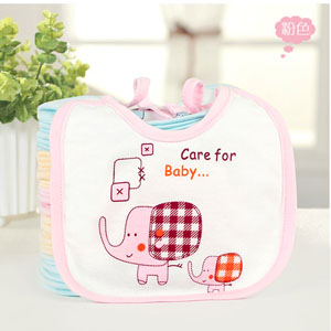 New Super Soft Cute Cartoon Elephant Strap With Extra Saliva Towel Baby Tung Sound Waterproof Bib Pure Cotton details Picture
