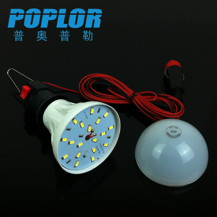 LED night market stall battery lamp 9W bulb lamp low voltage 12V with 4 meter line car switch lamp holder Application Scenario