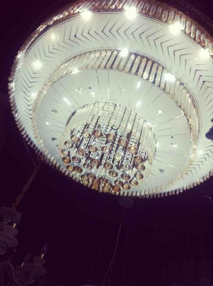 厂家直销水晶灯豪华大堂灯S金圆形吸顶灯复式楼客厅灯图