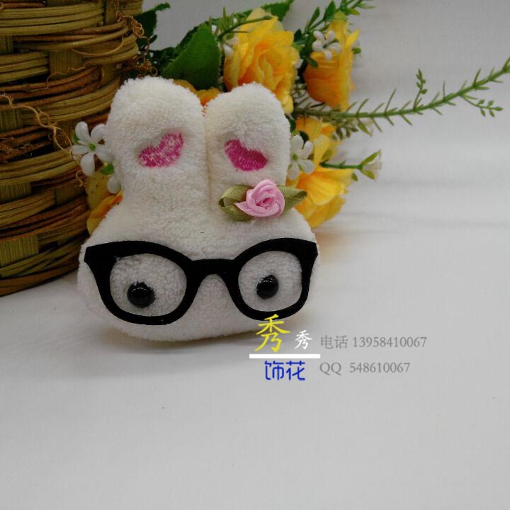 Manufacturers direct DIY manual materials wearing glasses plush cartoon rabbit head special thumbnail