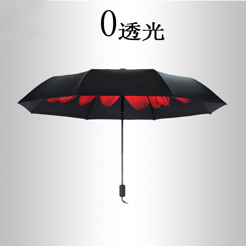 新款黑胶防晒雏菊小黑伞 女士双层高档遮阳伞 现货批发定做