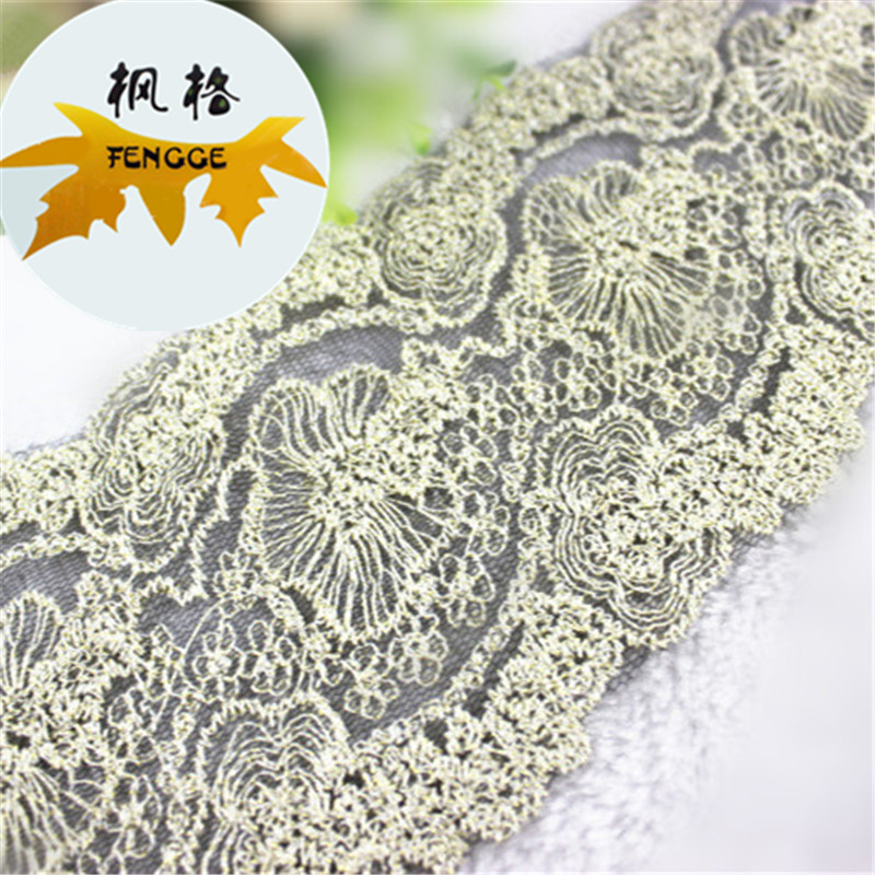 Factory direct sales of exquisite embroidered gold thread mesh fabric lace DIY handcrafted accessories Specification image