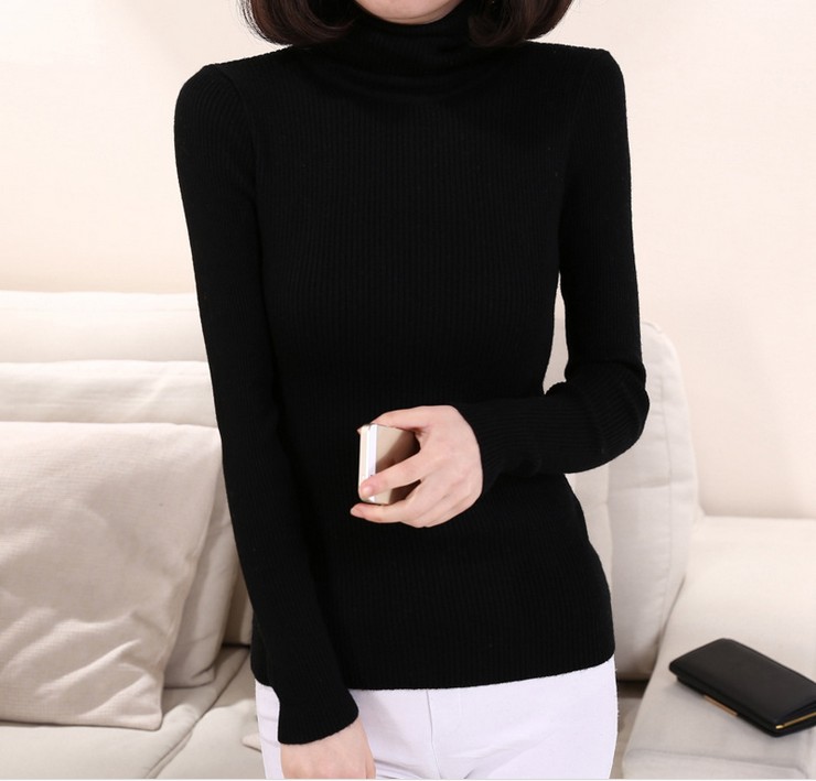 Short, thickened high-neck faux cashmere sweater, woolen sweater, lapel wool knitted sweater, pullover and base layer Specification image