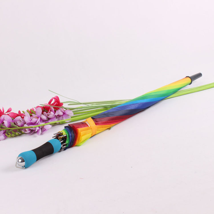 Wholesale and customization of super-large 16-piece rainbow umbrellas, premium straight-pole umbrellas, creative insurance advertising umbrellas Specification image