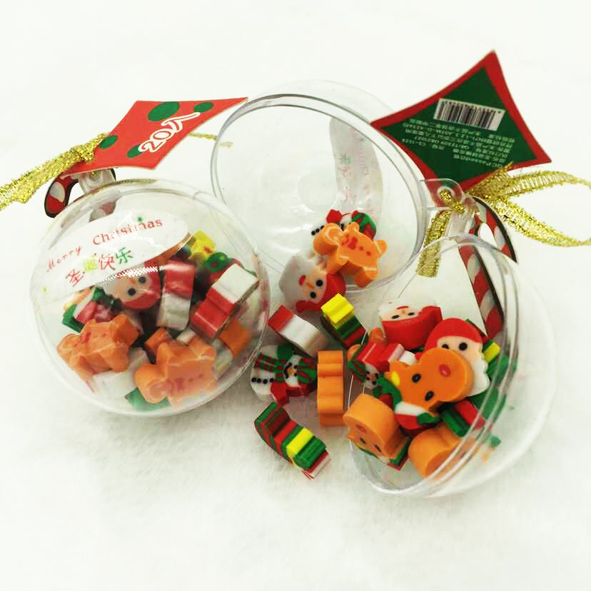 Super Bear cute Christmas cartoon eraser plastic ball Eraser student small gift details Picture